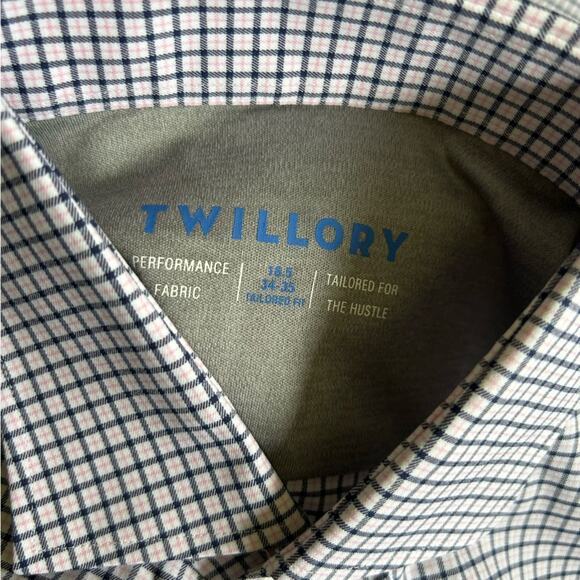 Twillory Blue Pink White Plaid Checkered Print Long Sleeve Button Up Shirt 34/35 - Picture 2 of 5